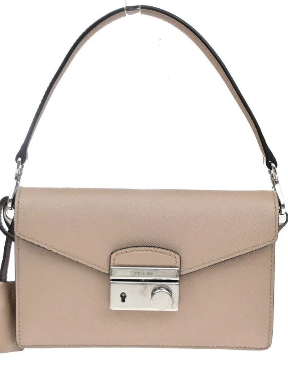 PRADA Logo Lux Sound Mini Hand Bag Saffiano Leather Pink SHW Italy 85TA656